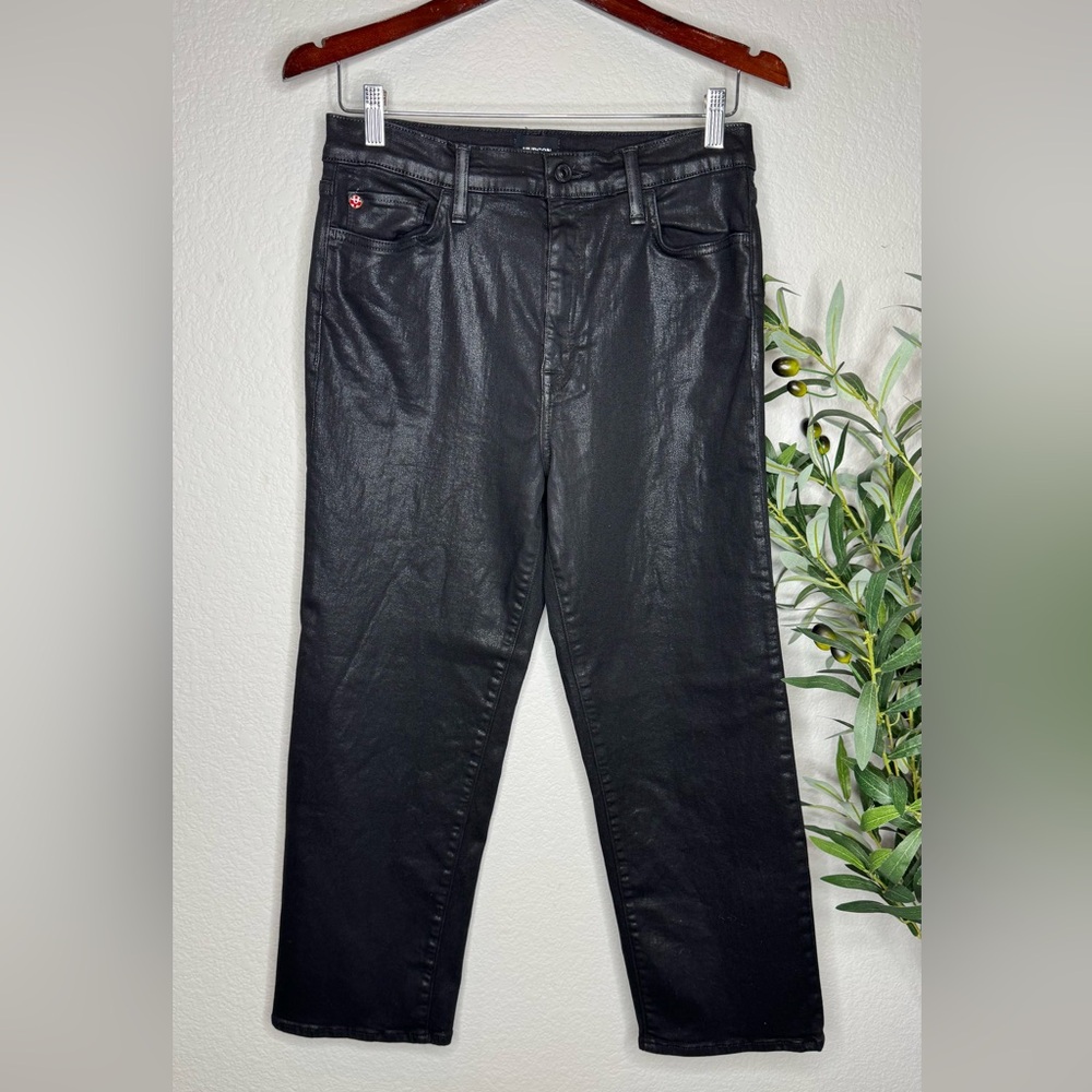 Hudson Noa Stellar Black Coated Straight Crop Jeans Women’s Size 30 Stretch